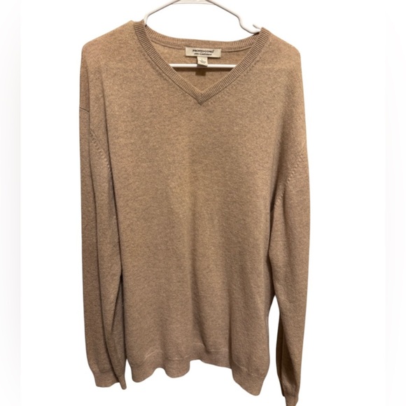 Pronto Uomo Vintage 100% Cashmere V-Neck Men’s Sweater Beige Sz L - Picture 1 of 8
